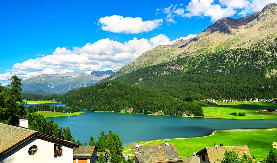 lake, swiss, switzerland, landscape, nature, alps, mountains, mountain, europe, alpine