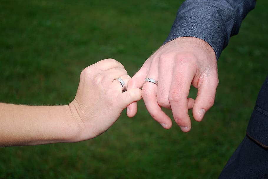 pernikahan, tangan, cincin kawin, tangan terhubung, cinta, kesetiaan, pandai emas, lamunan, teman, memeluk