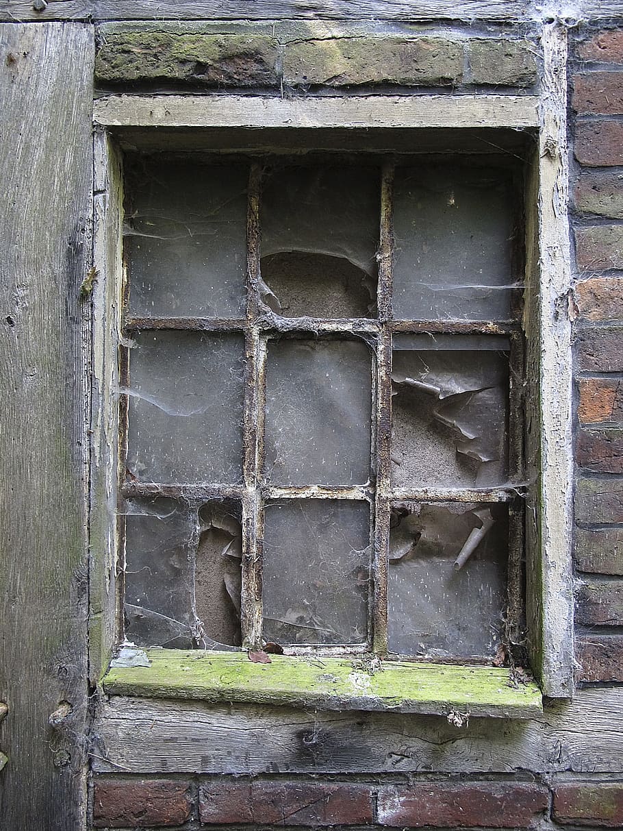 ventana, ventana vieja, marcos de ventanas, viejo, vidrio, ventanas de madera, pared, fachada, resistido, sucio