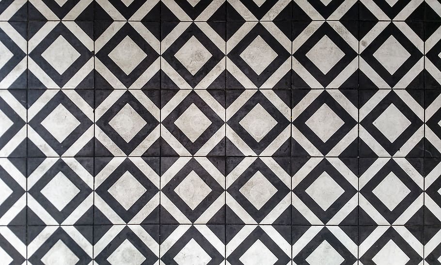 preto e branco, fundo, quadrados, piso, azulejos, formas, padrão, parede, fundos, quadro completo