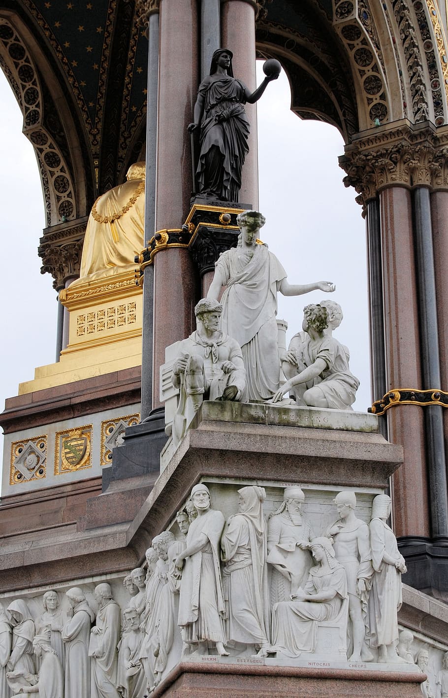 Albert Memorial, Taman Kensington, london, patung, batu, karya seni, kuno, historis, artistik, kreatif