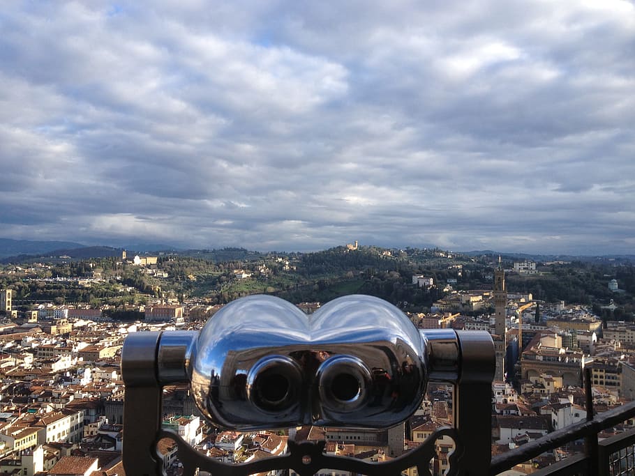 city, urban landscape, sky, travel, panoramic, binoculars, coin operated, cloud - sky, architecture, cityscape