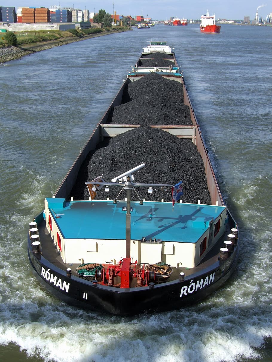Barge, Ship, Boat, Coal, Energy, Canal, water, waterway, nature, outside