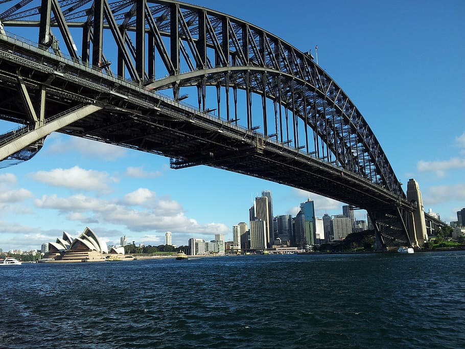 Sydney, jembatan, gedung opera, australia, pelabuhan, air, perjalanan, horisontal, indah, tepi laut