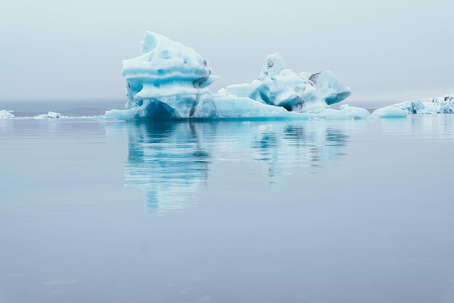 氷山, 体, 水, 海, 自然, 氷, 反射, 氷山-氷の形成, ジョクルサルロンラグーン, 北極