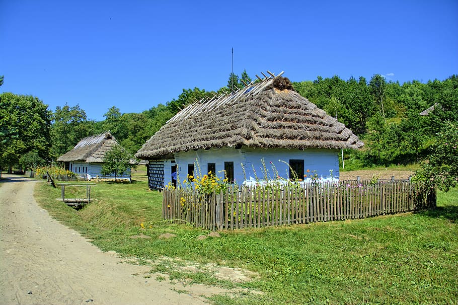 sanok, museo al aire libre, casa rural, bolas de madera, el techo de la, polonia, antiguo, arquitectura, paja, museo