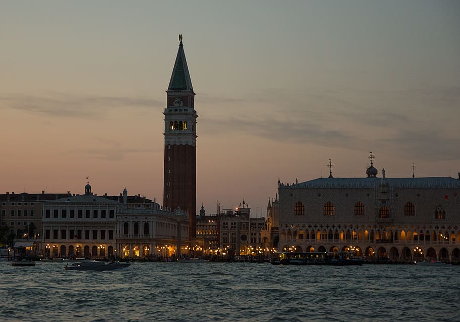 venecia, plaza de san marcos, agua, italia, palacio del dux, campanario, venezia, históricamente, dux, laguna
