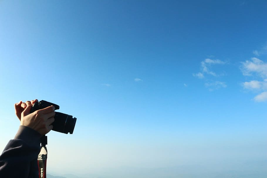 sky, the landscape, relax, bright, peace, the air, travel, camera - Photographic Equipment, photographing, photographer