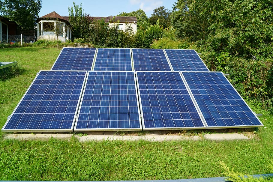 solar photovoltaic, current, solar cells, solar energy, renewable energy, alternative energy, technology, fuel and power generation, solar panel, grass