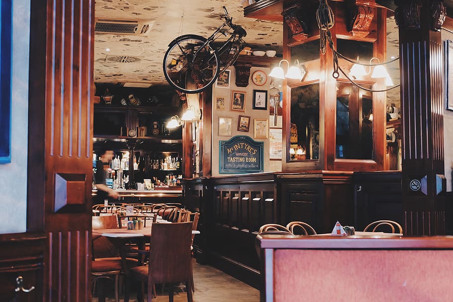 café, restaurante, design, comida, bar, bicicleta, teto, estranho, vintage, retro