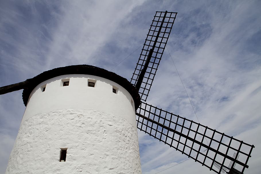 mill, don quixote, stain, windmill, lighthouse, tower, sky, architecture, technology, cloud - sky