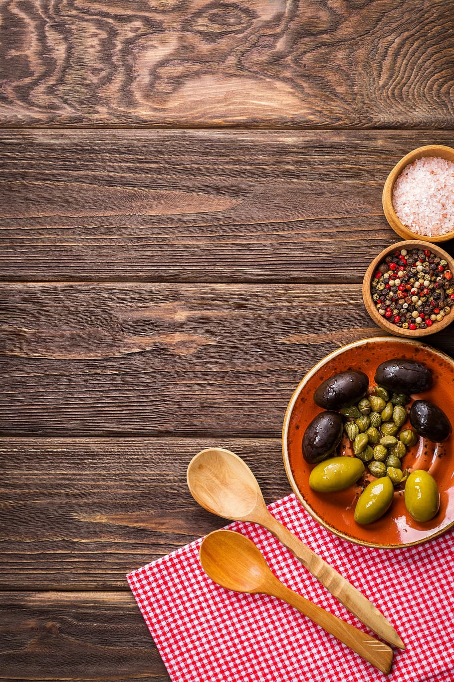 beans and fruits, background, food, tasty, olives, wooden background, cooking, plate, kitchen, gourmet