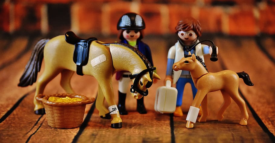 Playmobil, Horses, Veterinarian, injured, game characters, play, figures, indoors, day, only men