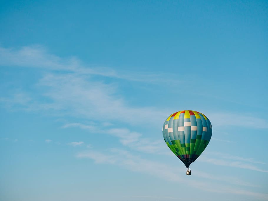 色とりどりの, 熱気球, 空, 昼間, 空気, 気球, 青, 雲, 飛行, 冒険
