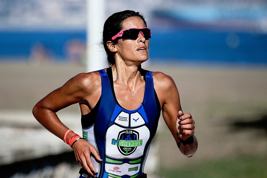 woman, running, daytime, people, lady, runner, athlete, shades, sport, fitness