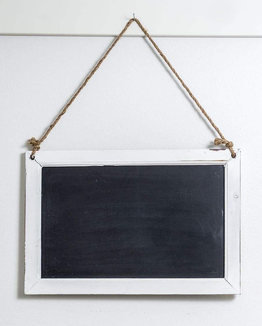 rectangular, white, framed, blackboard, board, chalk, frame, line, rope, old