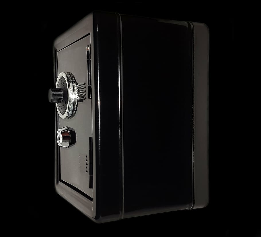 black safety box, safe, money, security, combination lock, combination, castle, key, greed, play dough