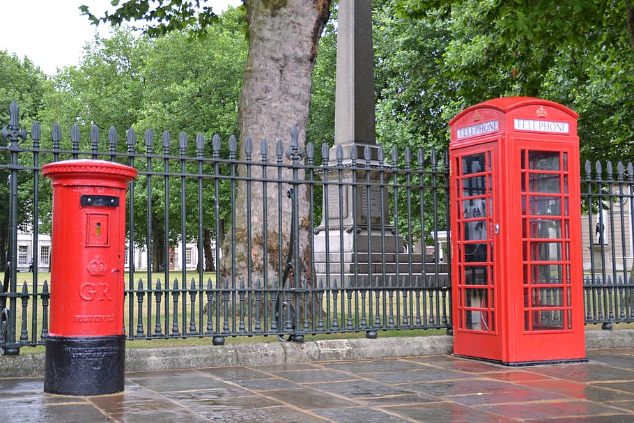 phone booth, mailbox, london, red, telephone, telephone booth, communication, pay phone, technology, city