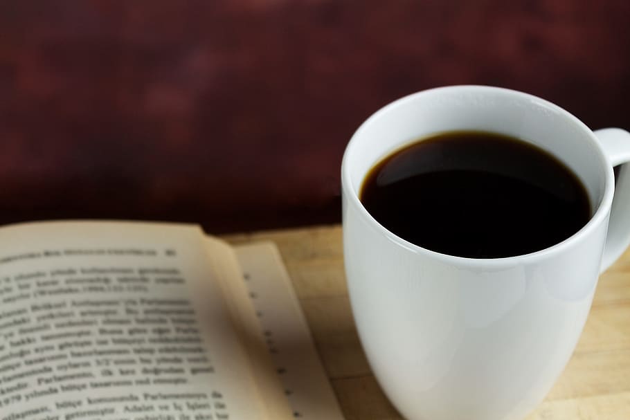 coffee, filter coffee, drink, beverage, break, read, book, cafe, morning, table