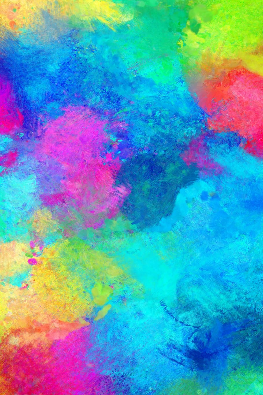 biru, merah muda, kuning, abstrak, lukisan, suasana hati, kreativitas, atmosfer, dalam, warna