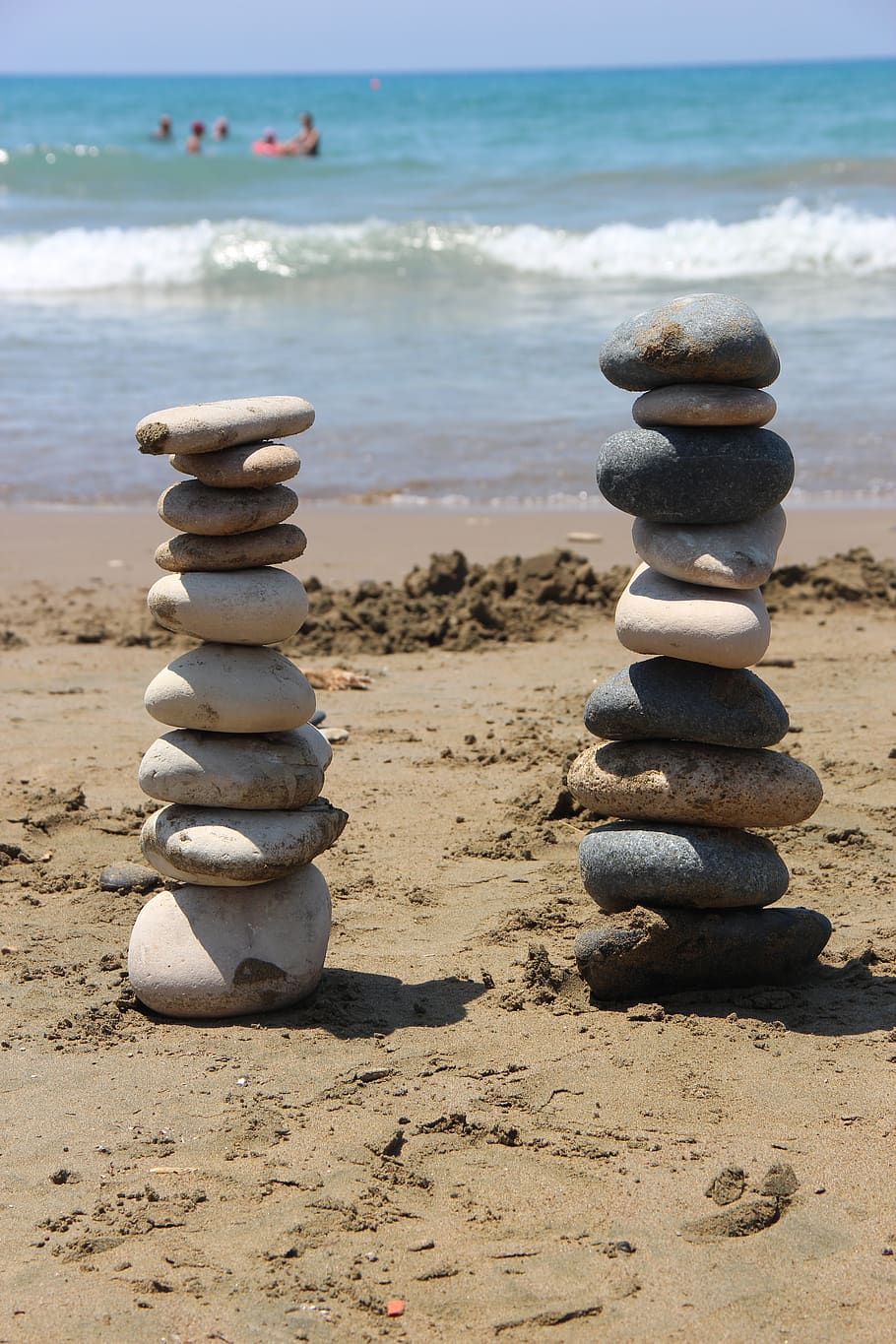 rocks, beach, stones, stone pile, nature, shore, sand, stack, land, balance