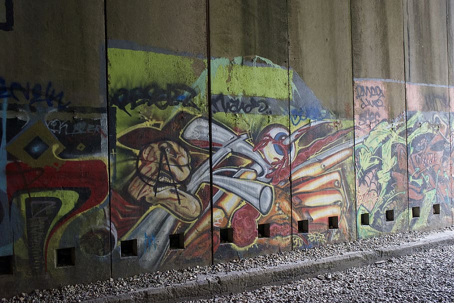 graffiti, art, donor pass, train tunnel, freddy kreuger, concrete, tag, vandal art, colorful, spray paint