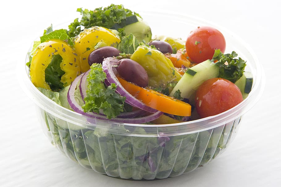 salada, tomate, cebola, pimenta, comida, saudável, orgânico, nutrição, vegetariano, vermelho