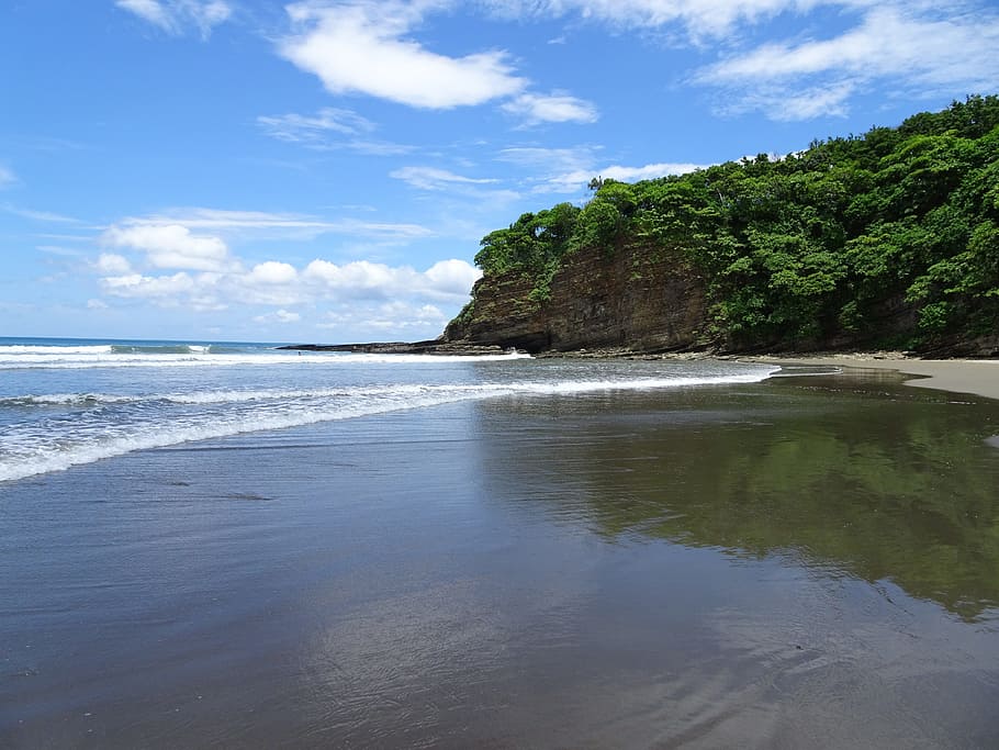 니카라과, 산 후안 델 수르, 해변, 플라 야 허 모사, 물, 바다, 땅, 하늘, 자연의 아름다움, 바닷가
