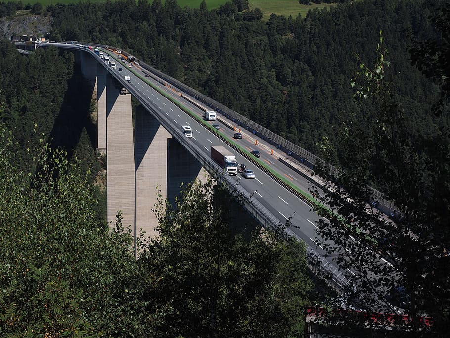 europe bridge, bridge, highway bridge, car bridge, brenner autobahn, burner, road, highway, steel concrete structure, photo motif