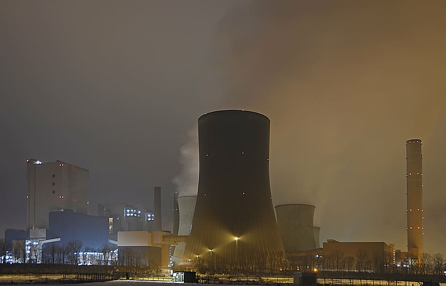 power plant, clear, sky, nuclear reactors, nuclear power plant, cooling tower, industry, current, energy, electricity