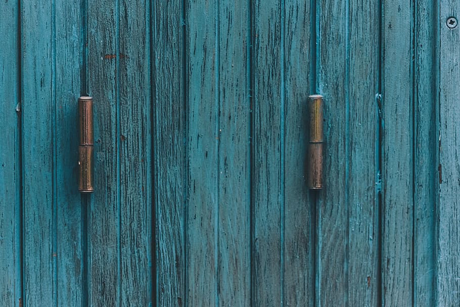 verde azulado, de madera, puerta, enganche, azul, puertas, tablones, rayas, madera, madera - Material