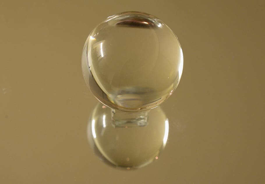 crystal, ball, transparent, transparency, reflection, mirror, glass - material, studio shot, close-up, single object