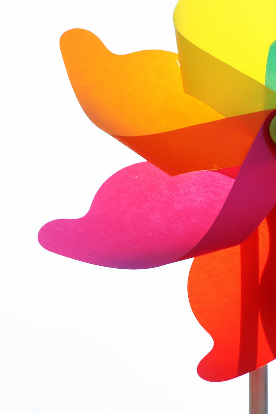 color, red, yellow, orange, pink, design, pinwheel, multi colored, white background, studio shot