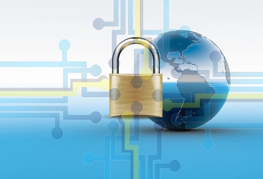 gold-colored padlock, planet earth, background, digital, wallpaper, ssl, https, safety, computers, lock