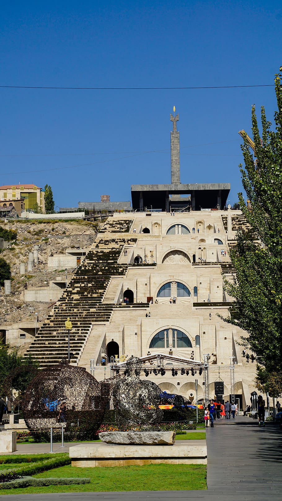 Yerevan, Cascata, Armênia, Arquitetura, Marco, parque, arte, Exterior do edifício, Estrutura construída, Azul