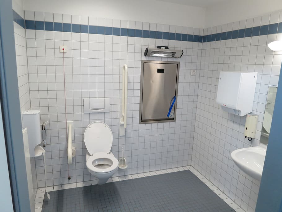 white, ceramic, flush, toilet, sink, flush toilet, wc, barrier  toilet, disabled, changing table