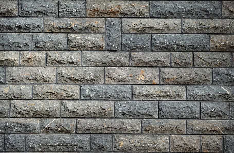 Marrón, gris, superficie de la pared de ladrillo, granito, pared, sólido, macro, fondos, diseño, patrón abstracto