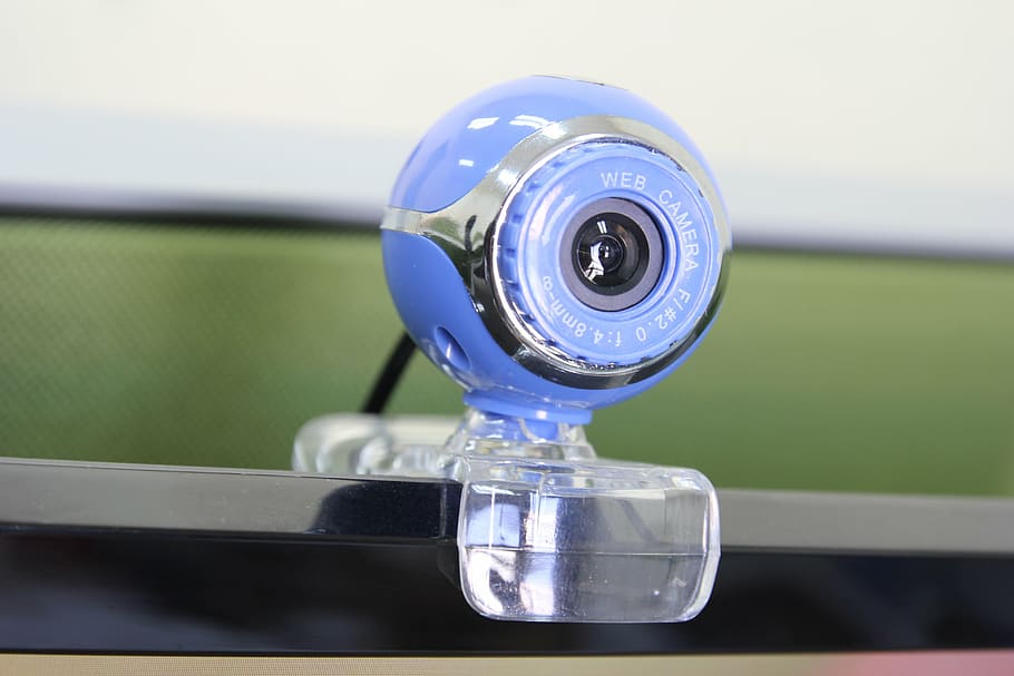 blue webcam, web cam, internet, video, communication, web, chat, camera, device, optic