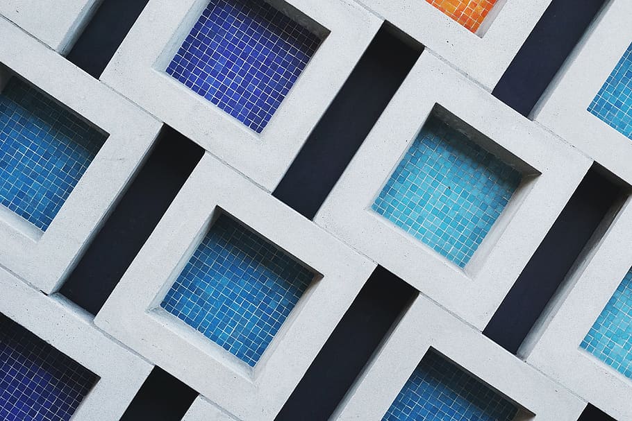 white, blue, orange, illustration, pattern background, patterns, tiles, squares, colorful, creative