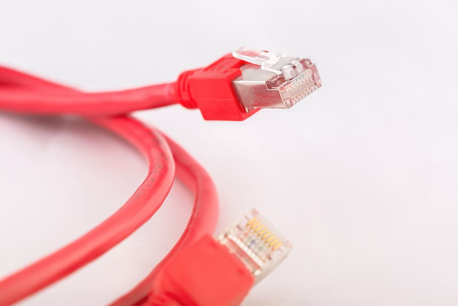 cabo ethernet vermelho, cabos de rede, cabo de remendo, rede, patch, rj-45, fs, cabo lan, cabo de alimentação, conector de rede