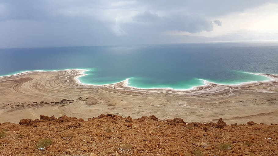 fotografia de paisagem, mar, mar morto, sal, branco, salgado, férias, médio oriente, pedra, crosta de sal