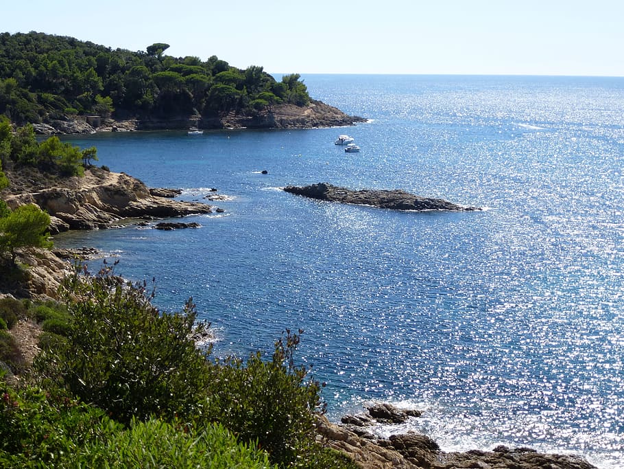 southern france, sea, side, rocks, mediterranean, water, beauty in nature, scenics - nature, tranquility, tranquil scene