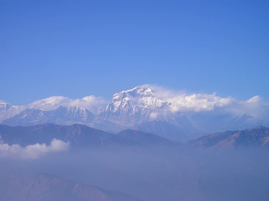 photography, snow, capped, mountain, daytime, Nepal, Himalayas, Mountains, Dhaulagiri, south wall