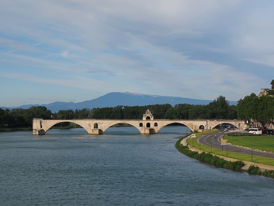 pont saint bénézet, pont d'avignon, ventoux, mountain, provence, foresight, distant view, rhône, avignon, ruin