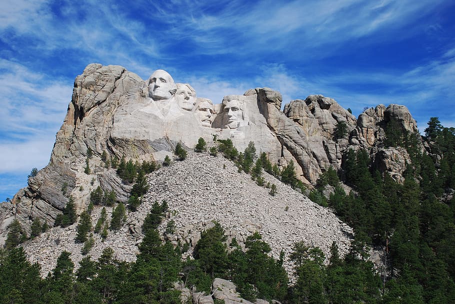 rock formation, mount rushmore, presidents of the united states, george washington, thomas jefferson, theodore roosevelt, abraham lincoln, sculpture, sculptor gutzon borglum, memorial