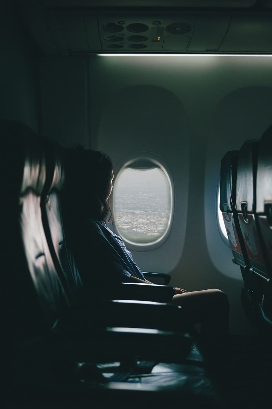 woman, inside, airplane, people, girl, window, travel, trip, flight, seat