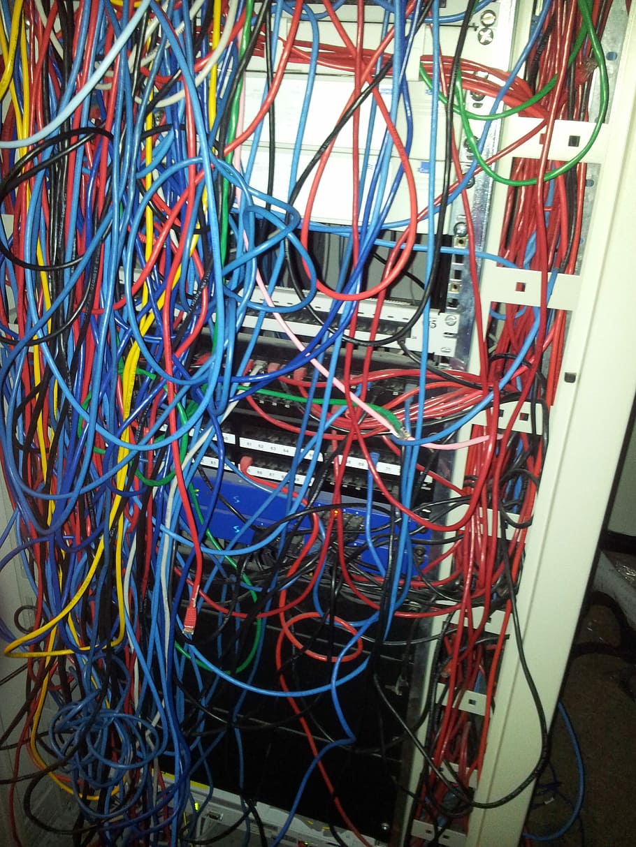 Cabeamento, Conexão, cabo, rede de computadores, cabo de computador, plugue de conexão de rede, caos, servidor de rede, complexidade, tecnologia