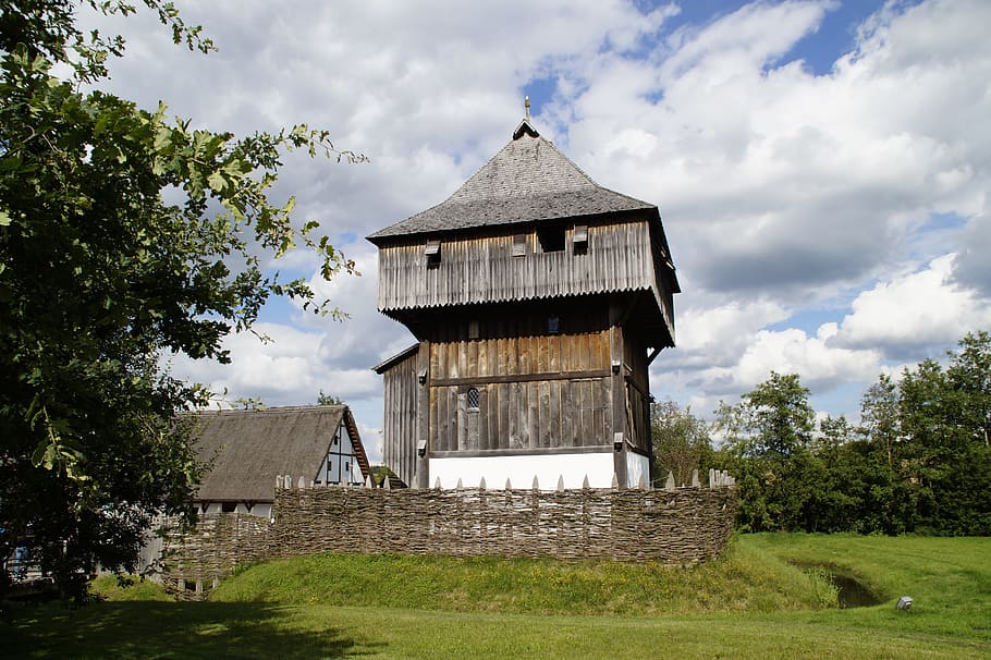 coklat, rumah, jauh, pohon, bach ritterburg, ksatria kastil, kastil, jarum rendah, abad pertengahan, kastil kayu