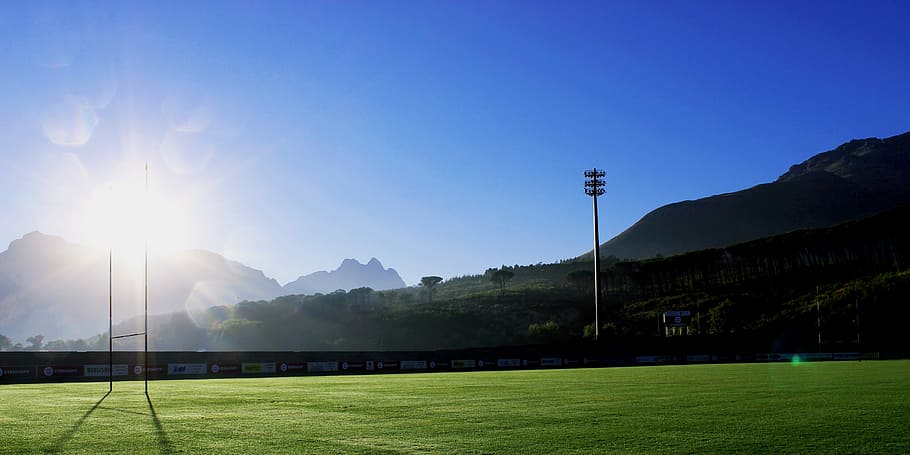 fotografia de paisagem, campo de esportes, campo, rugby, estádio, áfrica do sul, esporte, bola, equipe, competição