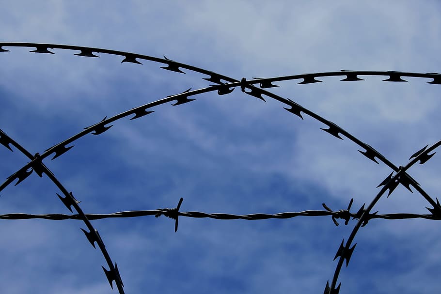 razor, wire, fence, spikes, obstacle, protected, barbed Wire, security, prison, boundary